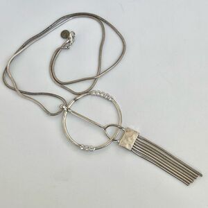 Sweet Lola silver tone long circle tassel necklace